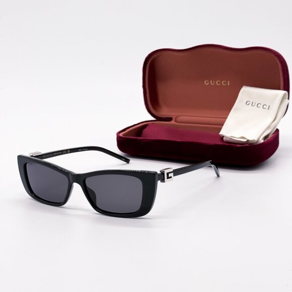 NEW GUCCI GG1681S 001 BLACK CAT EYE WOMEN SUNGLASSES GUCCI - Picture 2 of 14